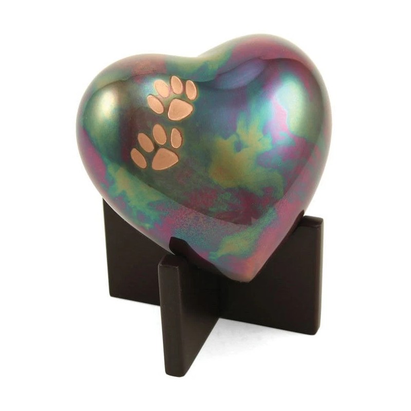 Small/Keepsake Multi-Colored Brass Arielle Heart Cremation Urn, 17 cubic inches
