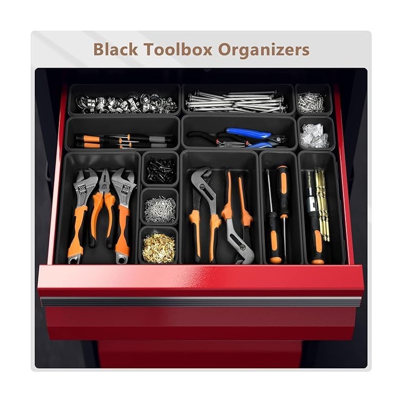 【Upgraded to 6 Size】A-LUGEI Tool Box Organizer,【Fits 100+ Tools】 Black