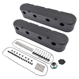LS Cast Black Aluminum Valve Covers Coil Mount Kit Replacement for Chevy Small Block SB V8 Gen III IV 4.8 5.3 5.7 6.0 6.2 6.7L # 8082-3BK, 8082-3, JM8082-3, JM8082-3BK