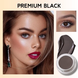 Eyebrow Brow Pomade Waterproof Eyebrow Gel Long Lasting Brow Pomade with Brush EyebrowWax Tinted Professional Makeup Eyebrowsoap Transfer-Proof Sweat Resistant Lightweight Quick Drying (Black)