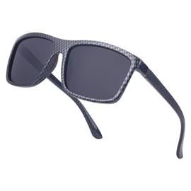 NIEEPA Men's Driving Sports Polarized Sunglasses Square Wayfarer Fashion Glasses(GlossyGrid/Grey)