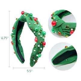 allydrew Wide Knotted Headbands, Top Knot Headbands for Women, Holiday Green