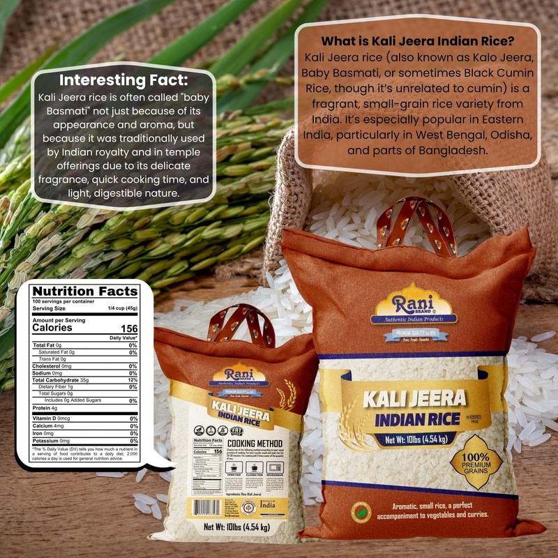 Rani Kali Jeera Indian Rice 160oz (10lbs) 4.54kg Cloth Bag