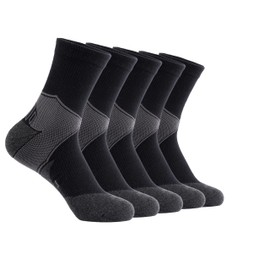 GLENMEARL Mens Athletic Socks, 5 Pairs Cotton Crew Socks For Men,Moisture Wicking Athletic Socks for Hiking Sports Running (US, Numeric, 10, 13, Regular, Regular, GREY L)