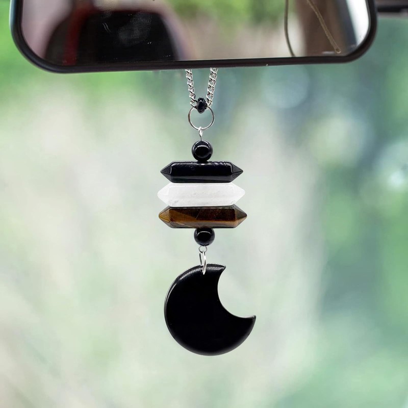 Moon Crystal Suncatcher Pendant with Healing Stones - Lucky Charm