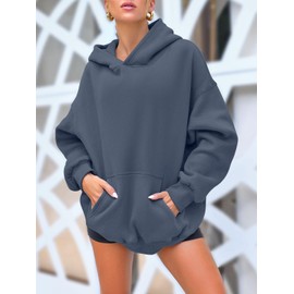 AUTOMET Oversized Sweatshirt for Women Fall Outfits 2024 Fleece Casual Hoodies Sweaters Long Sleeve Fashion Shirts with Pockets DustyBlue S