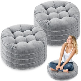 Jerify 8 Pcs Round Floor Pillows Cushions 22 x 22 Inch Large Flexible Seating Cushion Classroom Furniture Floor Pillow for Kids Adults Home Daycare Preschool Yoga Meditation Gift (Light Gray)