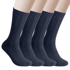 Wildarms Men's Dress Socks Long Non-Slip Suit Oxford Shoe Set 4 Pairs Stylish Comfortable for Office or Formal Events, navy, 37-43