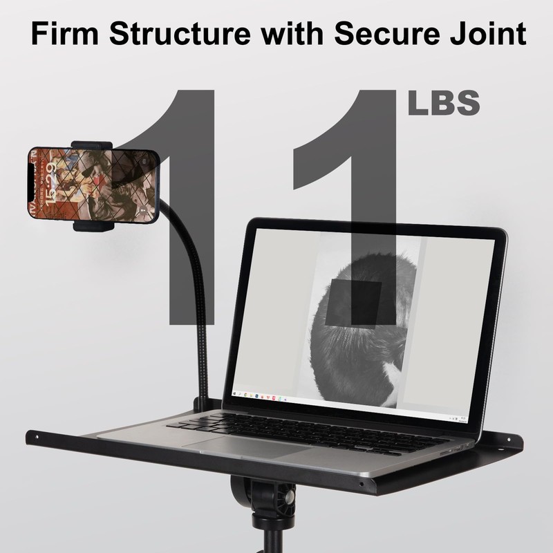 Tossbiss Laptop Tripod on Wheels with 2 Shelves, Portable Projector