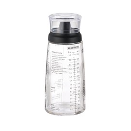 Leifheit Glass Salad Dressing Bottle 10 oz – Durable Eco-Friendly Glass with Leakproof Plastic Lid, Non-Drip Spout, Built-In Recipe Guide, Dishwasher Safe, German Design – Black