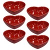 Albedel Red 6 pcs Heart Shaped Porcelain Soy Sauce Dish