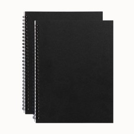 DSTELIN 10 inch x 7.5 inch, 100GSM, Blank Spiral Notebook, 2-Pack, Soft Cover, Sketch book, 50 Pages / 25 Sheets, (Black)