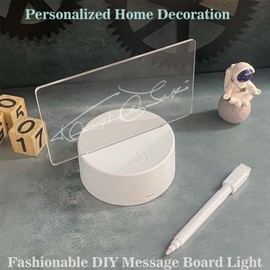 Veslen Acrylic Dry Erase Board with Stand, LED Message Board, Whiteboard for Office, School, Home (Horizontal, White)