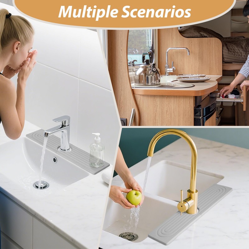 Volminex Kitchen Sink Faucet Mat, Diatomaceous Earth Quick Dry Sink