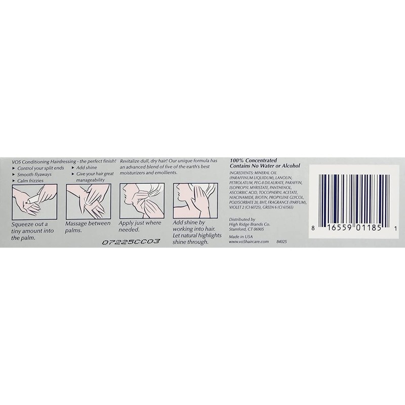 Alberto VO5 Conditioning Hairdressing for Gray/White/Silver Blonde Hair, 1.5-Ounce Tubes