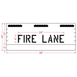 4" FIRE Lane Professional Curb Marking Stencil with Handles and Overspray Flap - 1/8" (.125") PRO-Grade LDPE - Curb