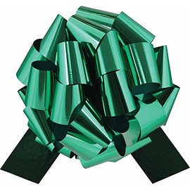 Extra Extra Large Metallic Green Gift Wrap Pull Bows - 12" Wide, XXL Green Ribbon Big Pull Flower Bows for X-mas Gifts and Presents, Cars (Emerald Green)