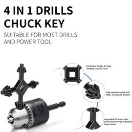 4 in 1 Drill Chuck Key 4 Way Multifunctional Steel Chuck Key Fit Handheld Power Drilling Tool
