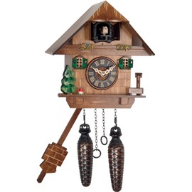 Alexander Taron Importer 417Q Engstler Battery-Operated Cuckoo Clock-Full Size-7.25" H x 7.5" W x 5.5" D, Brown