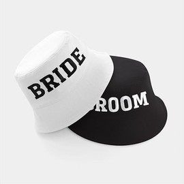 JUSTOTRY 2 pcs Bridal Stag Night Women Bucket Hat, Team Bride Party Hats for Jga Women Accessories Gift, The Hat with "Bride" and "Groom" Lettering for Bride to Be and Jga Decoration