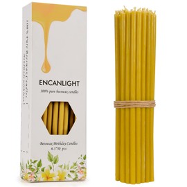 Pure Beeswax Candles, 6.3 Inch Nature Votite Bee Waxs Taper Candles 50pcs - 30min Burn Time - Dripless and Smokeless for Birthday Prayer Dinner Church Christmas Hanukkah