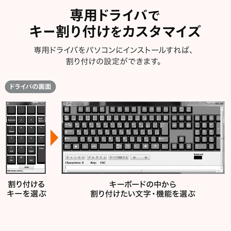 Sanwa Supply NT-19UH2BKN2 Numeric Keypad, Programmable, Assignment Function Equipped, Wired