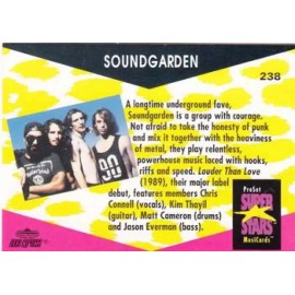 1991 PRO-SET MUSIC SUPER STARS MusiCards HOT Card #238 SOUNDGARDEN (Variation)