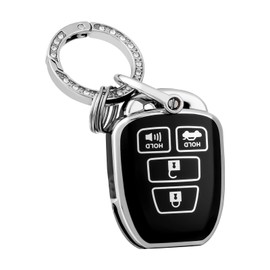 OFFCURVE Key Fob Cover with Keychain for Toyota, Car Key Case for Toyota Corolla 2014 2015 2016 2017 2018 2019 Camry 2014-2017 Tacoma 2016-2018 Car Smart Key Accessories Holder Protector, Black