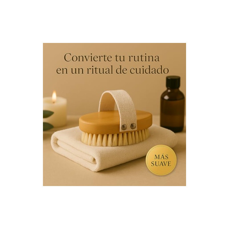 Cepillo Corporal exfoliante 100% Natural Suave, Libre de Plástico, Mango