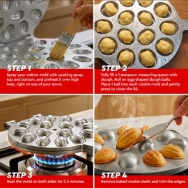 Cookie Assorted Maker - Oreshki Nuts 16 form Skillet - Oreshki Mold - Cookie Candy Maker 16 wells griddle - Walnut press Pastry - New Cookies Pastry Baking Tool 1308478