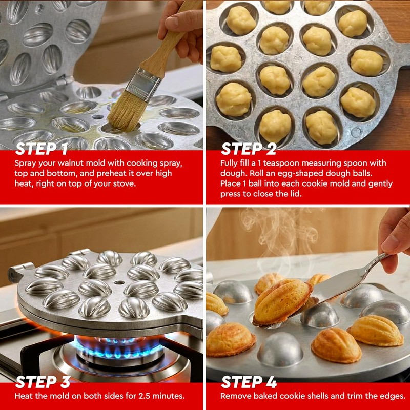 Cookie Assorted Maker - Oreshki Nuts 16 form Skillet -