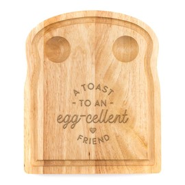 Breakfast Egg Board - "A Toast to an Egg-cellent" Birthday Gifts, Mum, Dad from Son Kids Daughter Baby - Unique Mothers Day Fathers Day Idea - Funny Engraved Pun Design Natural Wood (FRIEND)