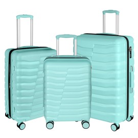 WireHot Lightweight Luggage with Spinner Wheels & YKK Zipper, 3-Piece Suitcase ABS+PC Hardside Hard Shell Luggage Set with TSA Lock, Light Mint Green (20+24+28 inch)