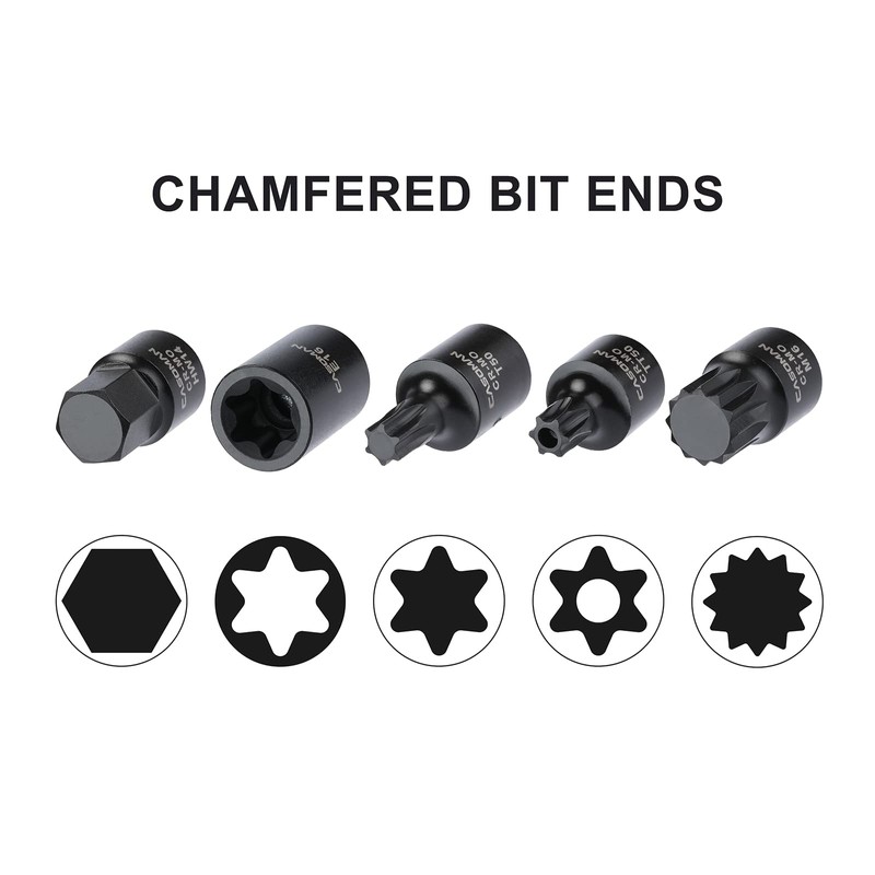 CASOMAN 84 Pieces 3/8" Dr. Master Hex & Torx Bit