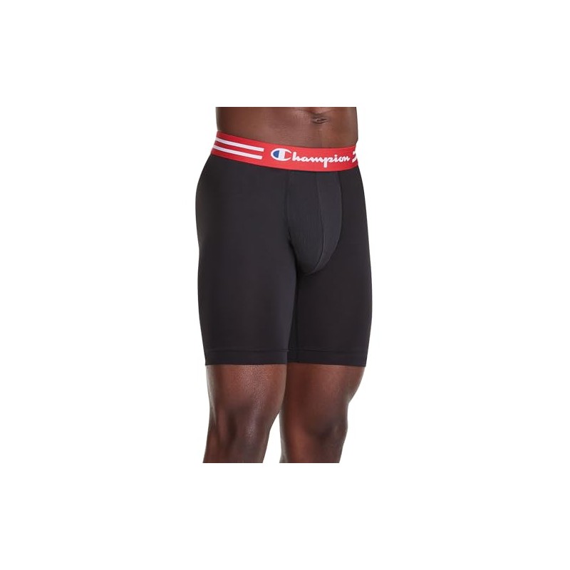 Champion Men's Boxer Briefs Pack, Performance, Moisture-Wicking, Odor Control, 4-Pack,