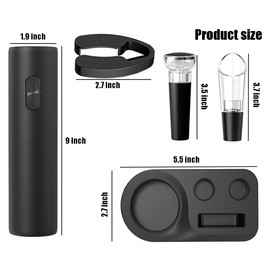 Electric Wine Opener,with foil Cutter,Vacuum Stopper, Pourer,One-Touch Button Reusable Automatic Wine Corkscrew Remover for Home Kitchen Party Bar Restaurant