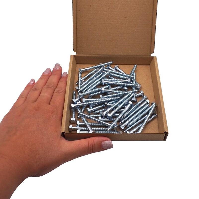 SKIR'CO (50 pcs) DIN 571 Zinc Plated Steel Hexagon Wood