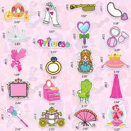 DETICKERS 70 PCS Princess Stickers for Water Bottles Girls Party Decorations Waterproof Vinyl Cute Stickers for Kids