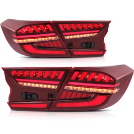 LSAILON LED DRL Tail Light Assembly Fit For Honda For Accord 2018-2022 Black Housing Red Lens Driver and Passenger Side 33500TVAA01 33550TVAA01