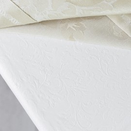 Benson Mills Deluxe Heavy Duty Vinyl Table Pad, Premium Table Protector, Waterproof with Flannel Backing, Quilted Design and Customizable (Off-White, 52" X 108" Rectangular)