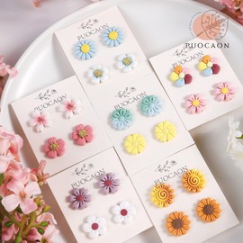 Puocaon Mini Flower Clay Cutters - 8 Pcs Clay Cutters for Polymer Clay Jewelry, Daisy Flower Polymer Clay Earring Cutters, Floral Stud Polymer Clay Cutters, Small Mandala Flower Clay Jewelry Cutters