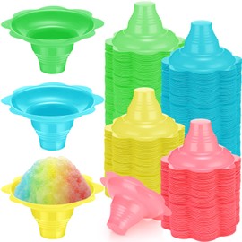 Eaasty 2000 Pieces 4 oz Colorful Plastic Dessert Cups Flower Shaped Shaved Ice Cups Small Leak Proof Plastic Slush Snack Ice Cream Bowls for Trifle and Shaved Ice