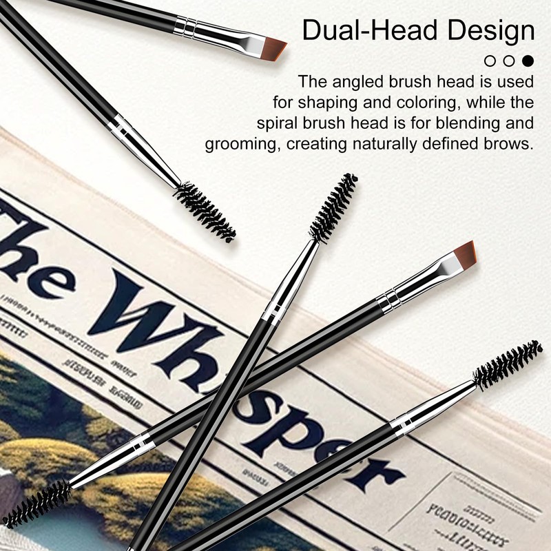 Duo Eyebrow Brush Set: Angled Eyebrow Brush & Spoolie, Eyelash
