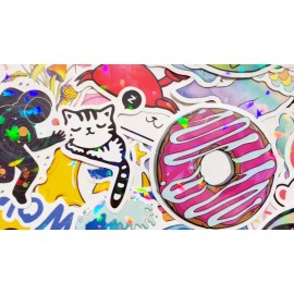 Car Stickers 100 Colorful Holographic & Reflective Sticker Pack Shiny Light