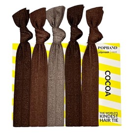 Popmask Cocoa Knot Hair Bands, Stretchy Hair Bobbles in Brown Shades of Colour for Brown Hair, Versatile Hair Accesories for Women, 5 Hair Ties