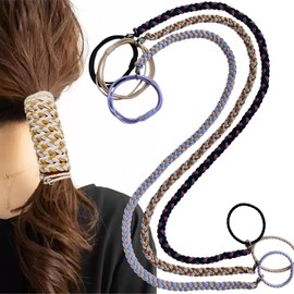 Elastic Spiral Braided Hair Ties for Women and Girls –3 Pack 27”Pony Tails Wrap Hair Tie for Longhair, No-Tangle, Damage-Free Ponytail Holders for Gym, Swimming, Diving, Wind and Water Sports