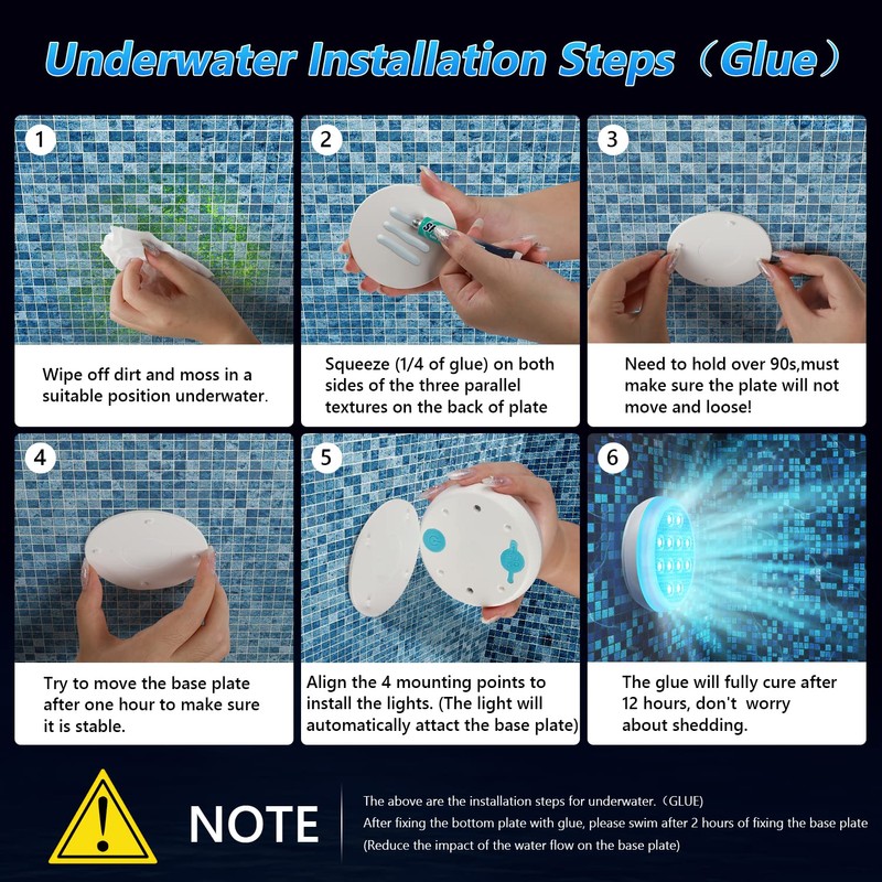 QOLNBY Pool Lights, Rechargeable Submersible LED Lights, IP68 Waterproof Underwater