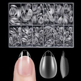 Venares Extra Short Almond Nail Tips, Pack of 500 Full Cover Nail Tips, Almond for Gel Nails, 12 Sizes, Almond Nail Tips, Soft Gel Press On Nails, Short XXS with Box