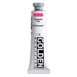 Heavy Body Acrylics by GOLDEN, Fluorescent Pink, 2 fl. oz. Tube, Professional Acrylic Paint, Transparent
