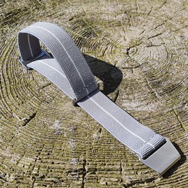 Max French Marine Nationale Elastic Nylon Navy Divers Parachute Watch Straps 20mm 22mm Military Bands (20mm, Grey/White)